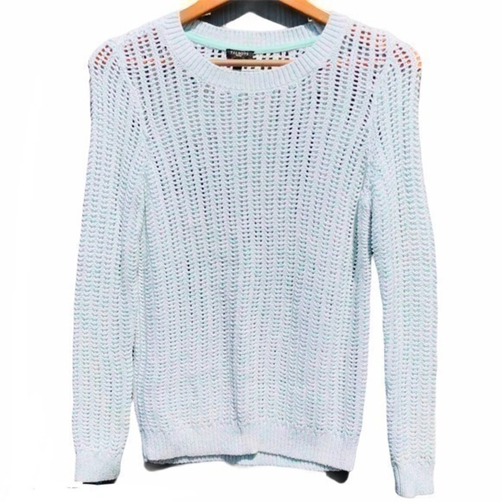 Talbots Women Knit Sweater | SP Small Petite | Green White